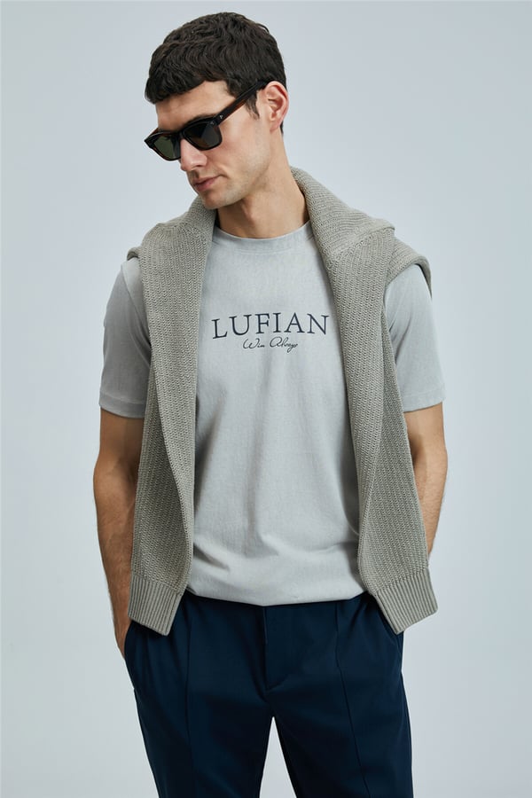 Lufian 111020238 Love Erkek Tişört Bej