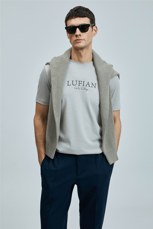 Lufian 111020238 Love Erkek Tişört Bej