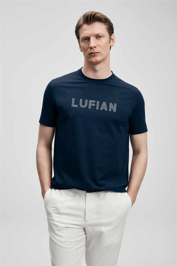 Lufian 111020280 Oscar Erkek Tişört Lacivert