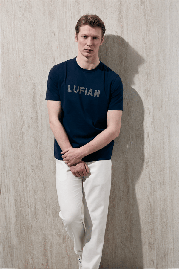 Lufian 111020280 Oscar Erkek Tişört Lacivert