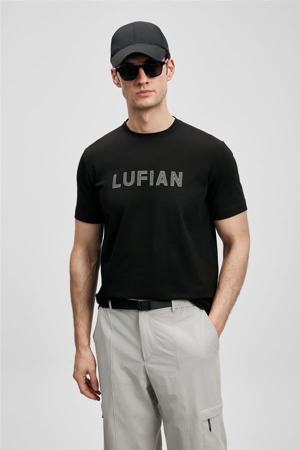 Lufian 111020280 Oscar Erkek Tişört Siyah