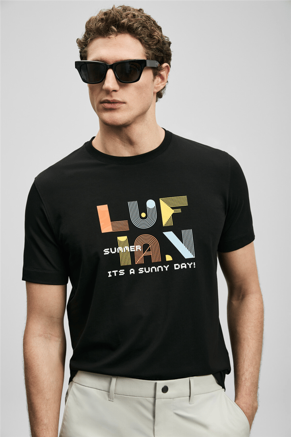 Lufian 111020291 Sunny Erkek Tişört Siyah