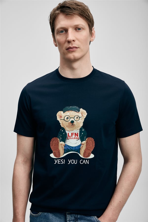 Lufian 111020305 Teddy Erkek Tişört Lacivert