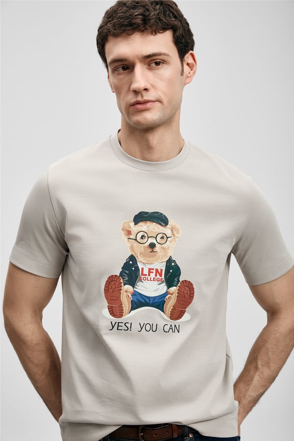 Lufian 111020305 Teddy Erkek Tişört Taş