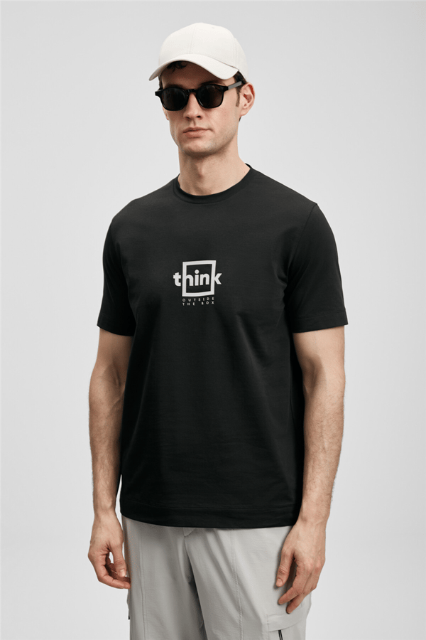 Lufian 111020310 Think Erkek Tişört Siyah
