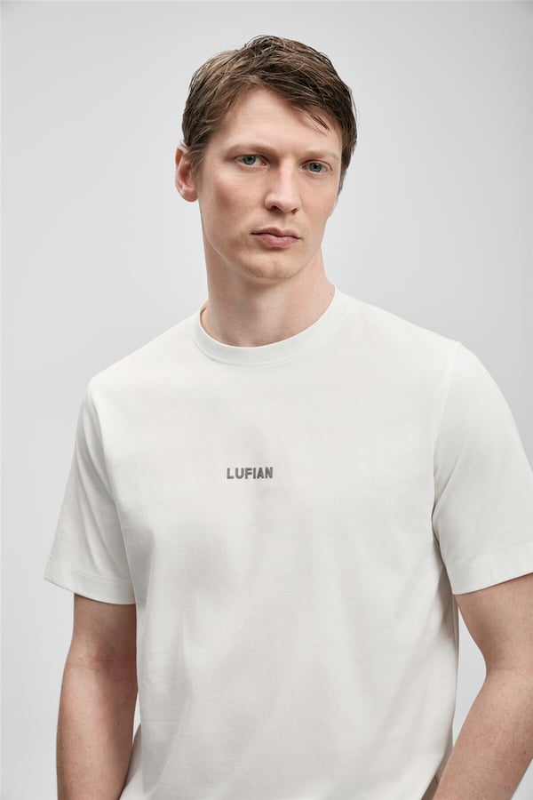 Lufian 111020322 Marcus Erkek Tişört Kırık Beyaz