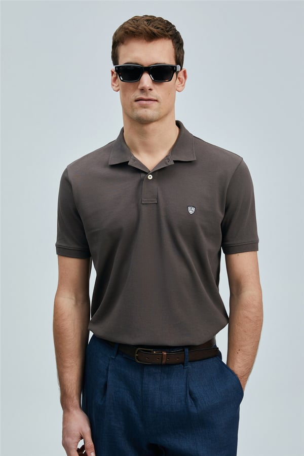 Lufian 111040206 Laon Erkek Polo Tişört Kahverengi