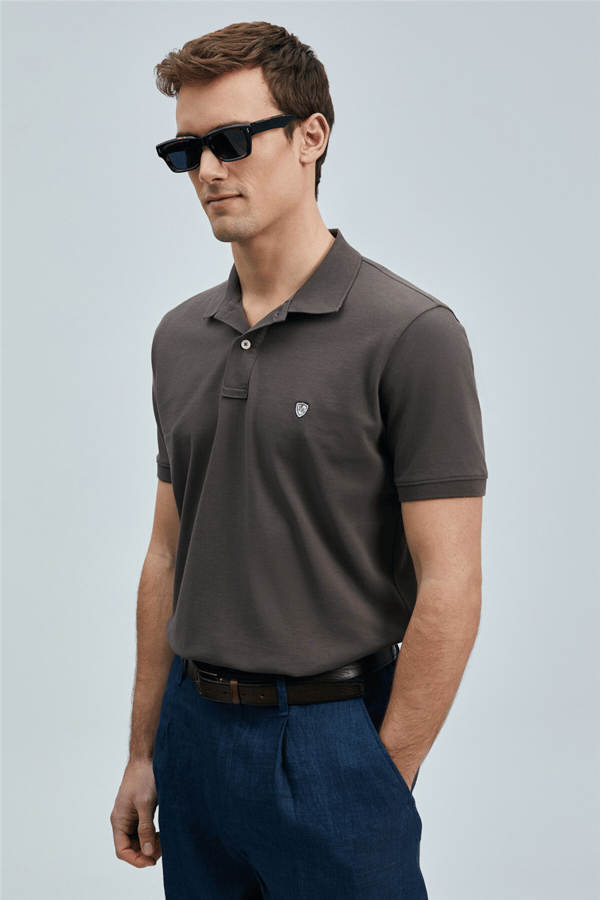 Lufian 111040206 Laon Erkek Polo Tişört Kahverengi