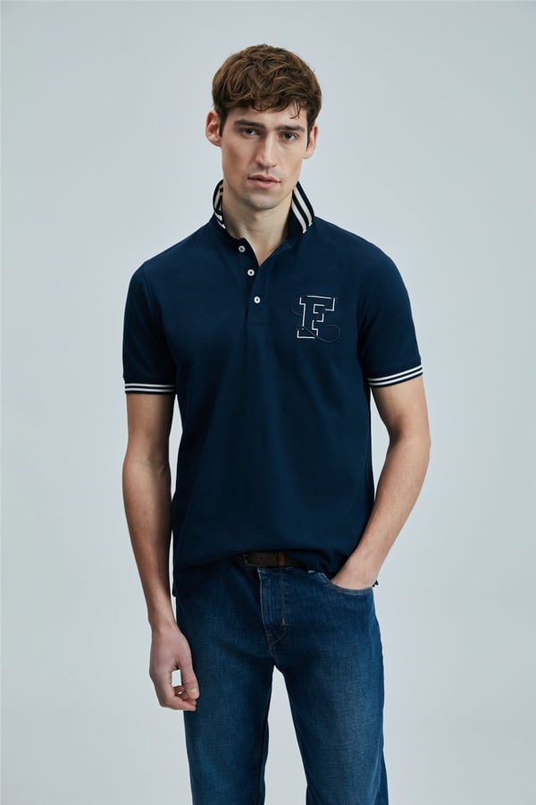 Lufian 111040216 Everes Erkek Polo Tişört Lacivert
