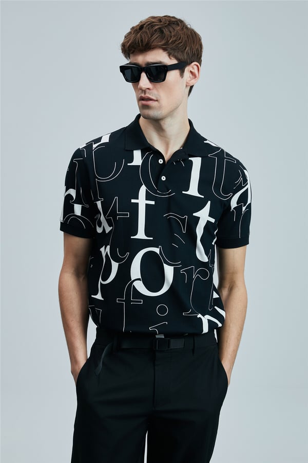 Lufian 111040219 Diamond Erkek Polo Tişört Siyah