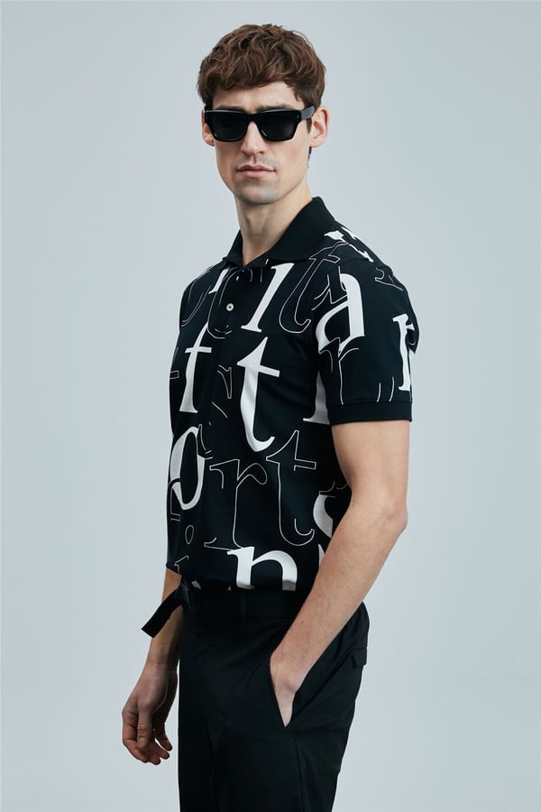 Lufian 111040219 Diamond Erkek Polo Tişört Siyah