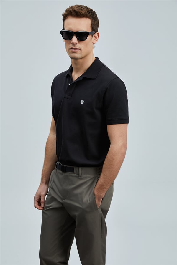 Lufian 111040230 Laon Erkek Polo Tişört Siyah