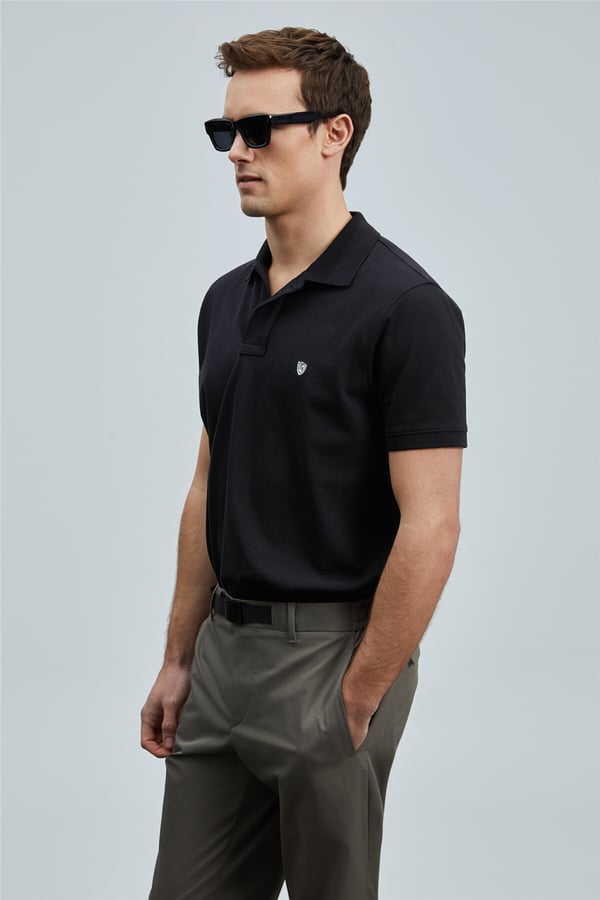 Lufian 111040230 Laon Erkek Polo Tişört Siyah