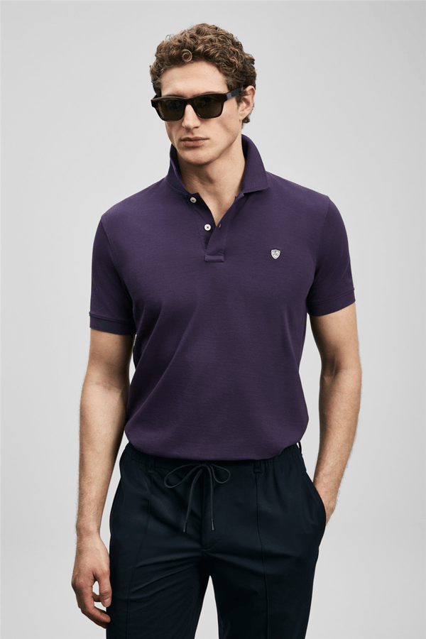 Lufian 111040230 Laon Erkek Polo Tişört Mor
