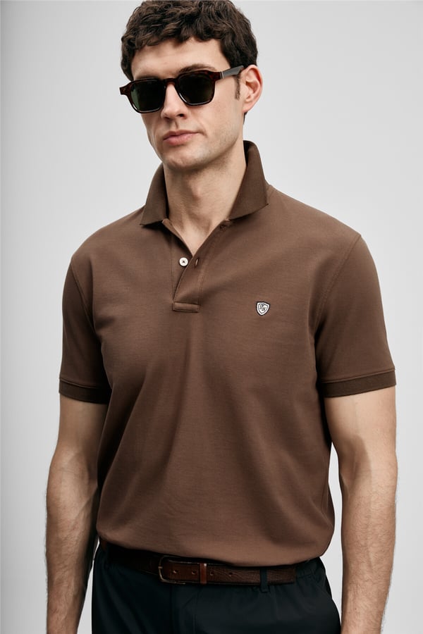 Lufian 111040230 Laon Erkek Polo Tişört Koyu Kahverengi