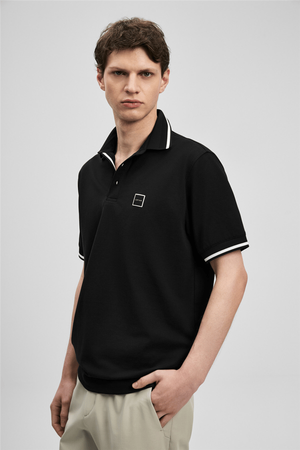 Lufian 111040232 Grom Erkek Polo Tişört Siyah