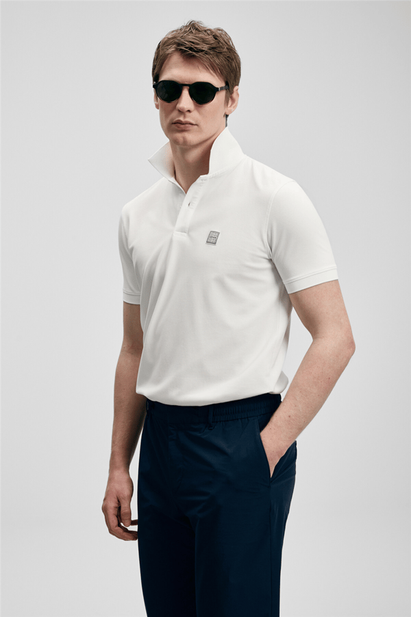 Lufian 111040233 Carter Erkek Polo Tişört Kırık Beyaz