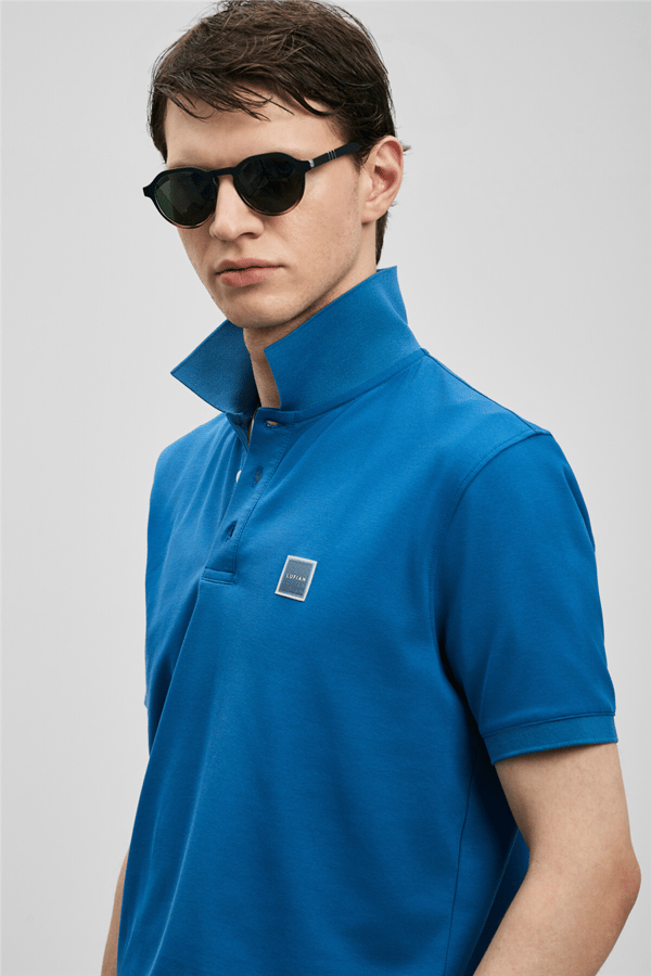 Lufian 111040233 Carter Erkek Polo Tişört Mavi