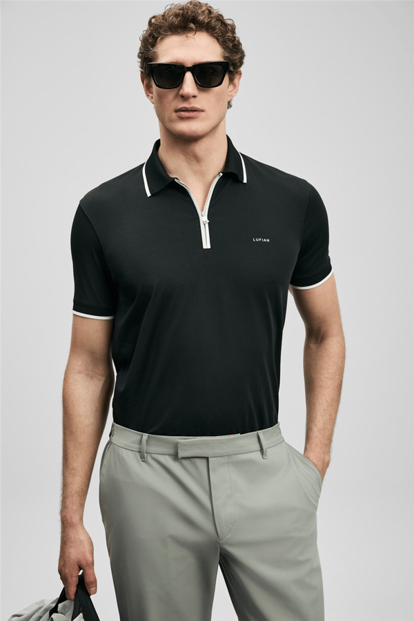 Lufian 111040236 Chase Erkek Polo Tişört Siyah