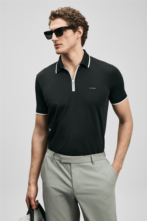 Lufian 111040236 Chase Erkek Polo Tişört Siyah