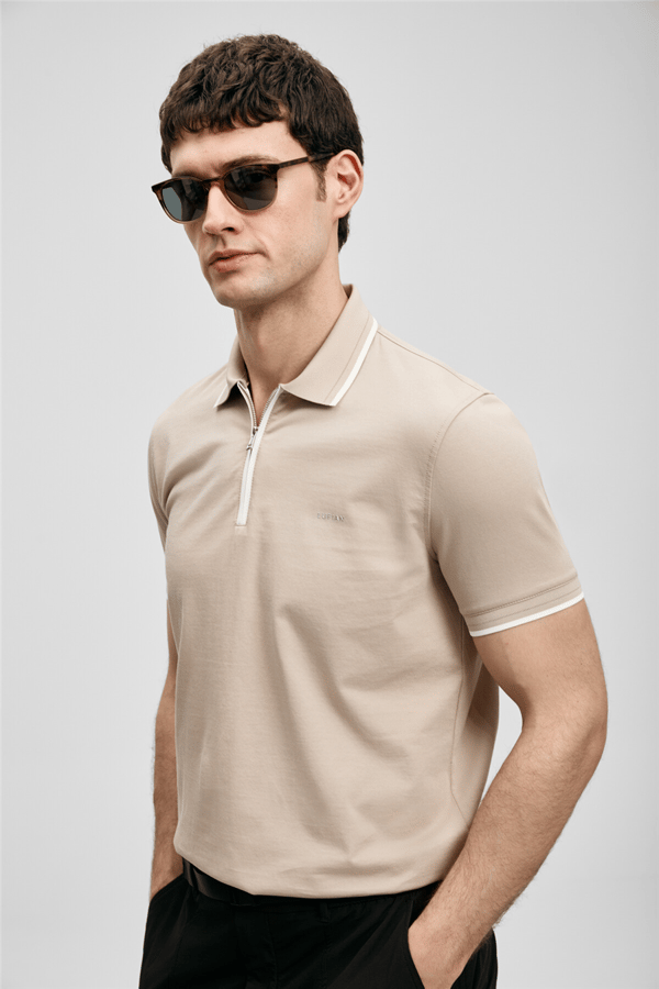 Lufian 111040236 Chase Erkek Polo Tişört Bej