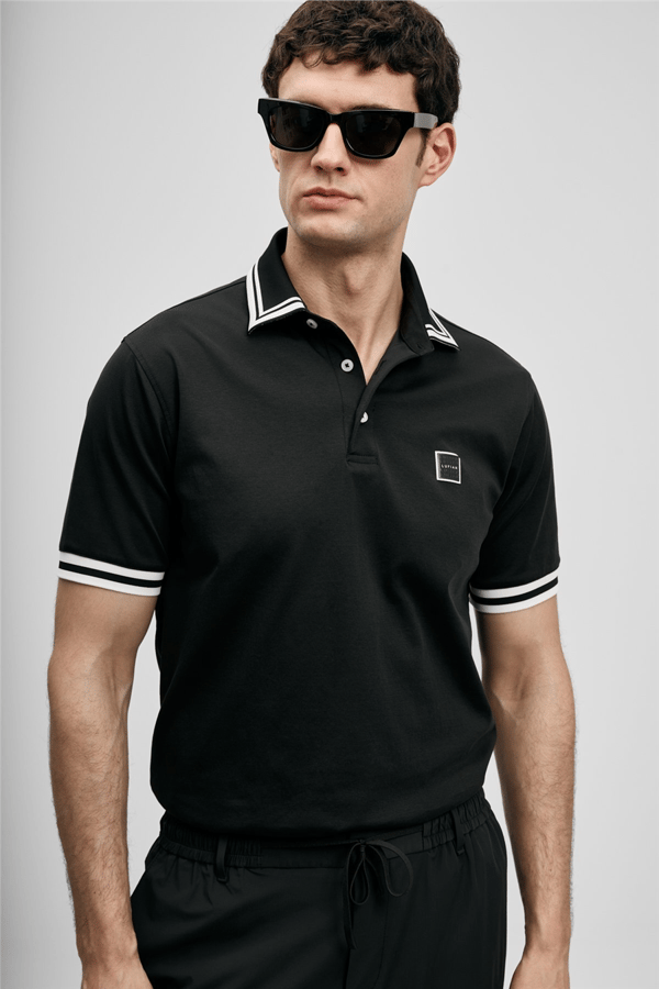 Lufian 111040237 Cole Erkek Polo Tişört Siyah