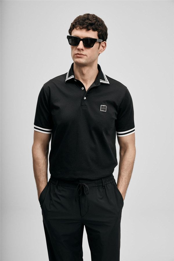 Lufian 111040237 Cole Erkek Polo Tişört Siyah