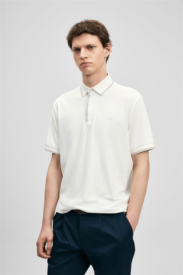Lufian 111040238 Levi Erkek Polo Tişört Beyaz