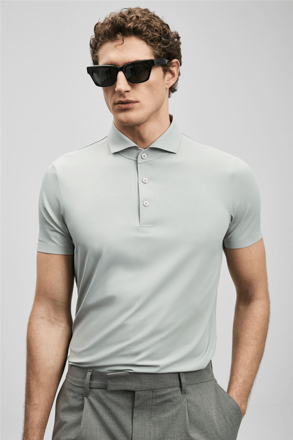 Lufian 111040240 Spencer Erkek Polo Tişört Açık Gri