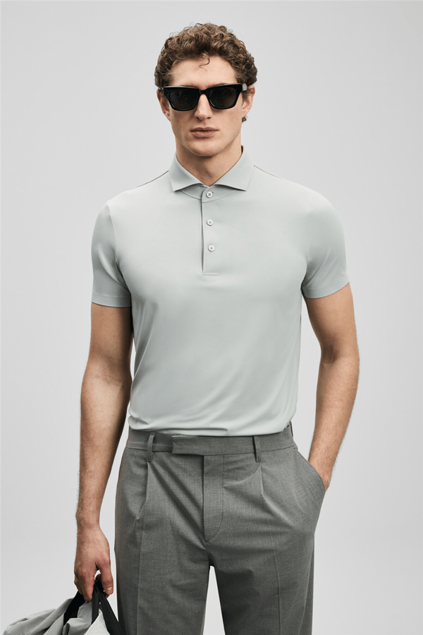 Lufian 111040240 Spencer Erkek Polo Tişört Açık Gri