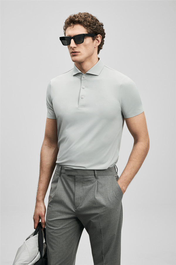 Lufian 111040240 Spencer Erkek Polo Tişört Açık Gri