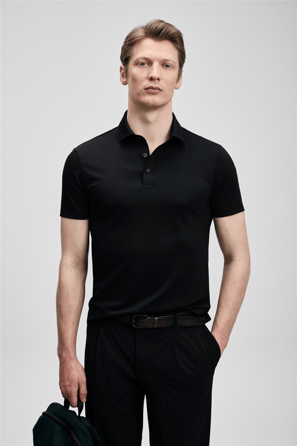 Lufian 111040241 Jaxon Erkek Polo Tişört Siyah