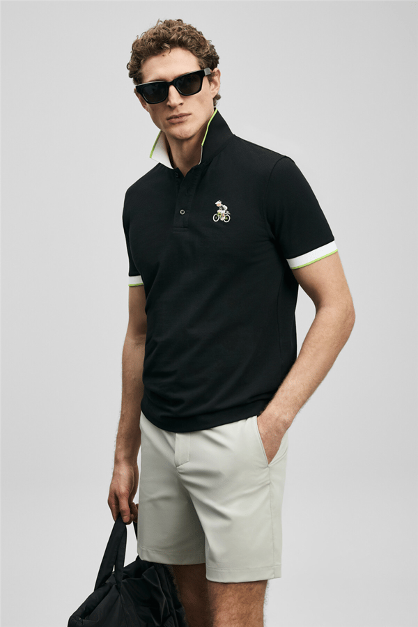 Lufian 111040242 Zane Erkek Polo Tişört Siyah