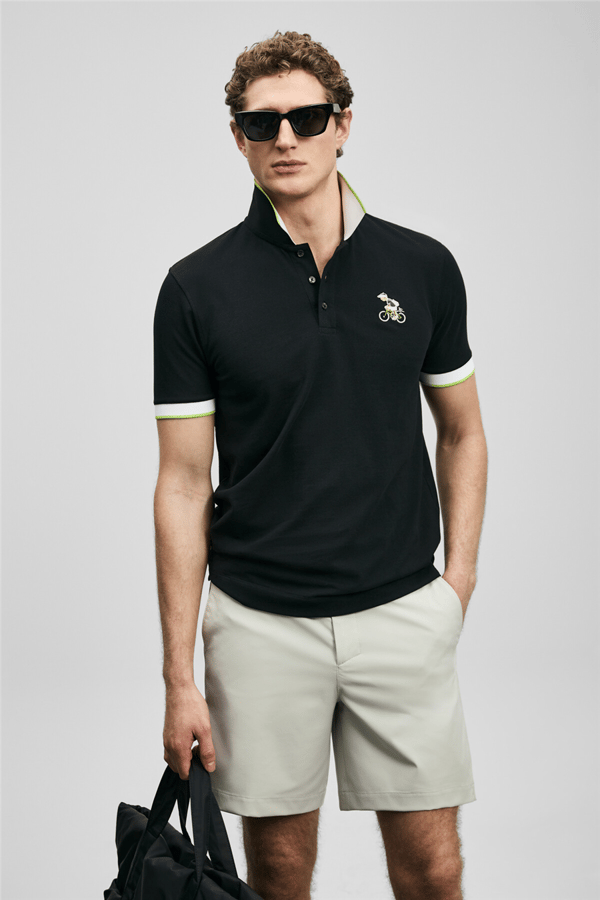 Lufian 111040242 Zane Erkek Polo Tişört Siyah
