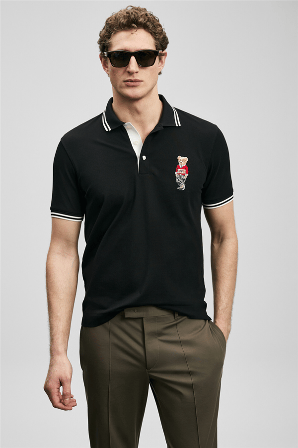 Lufian 111040245 Brady Erkek Polo Tişört Siyah