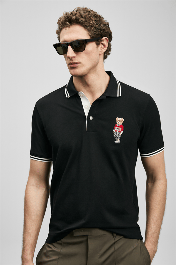 Lufian 111040245 Brady Erkek Polo Tişört Siyah