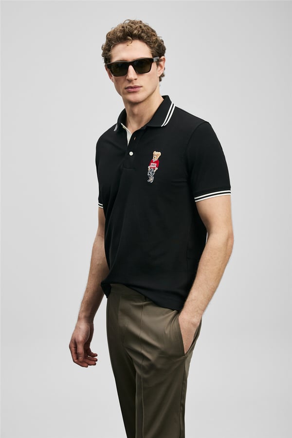 Lufian 111040245 Brady Erkek Polo Tişört Siyah