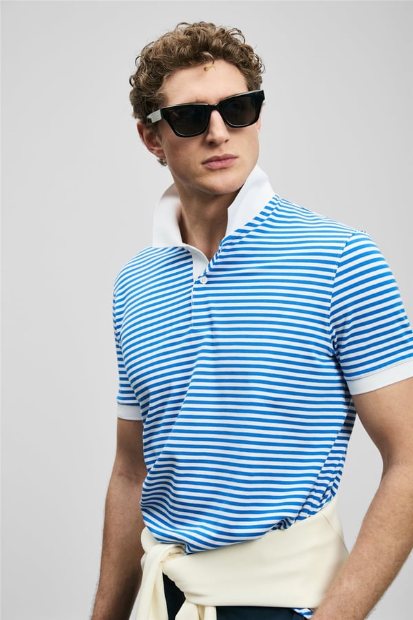 Lufian 111040248 Landon Erkek Polo Tişört Saks