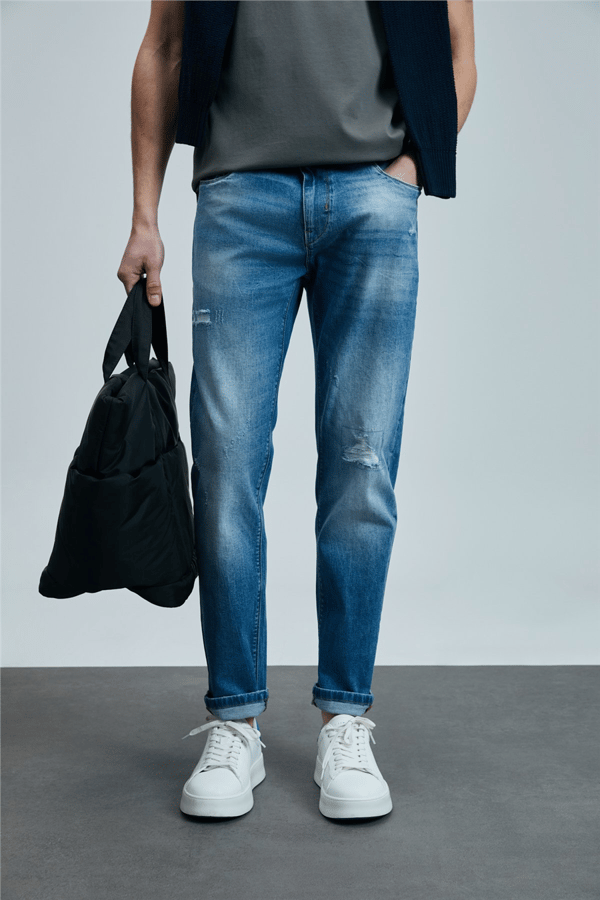 Lufian 111200196 Franz Erkek Denim Pantolon Mavi