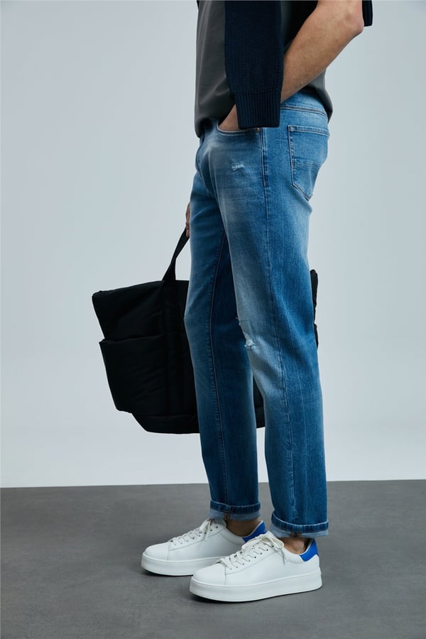 Lufian 111200196 Franz Erkek Denim Pantolon Mavi