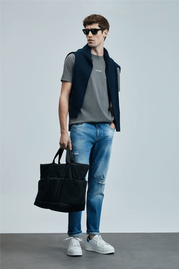Lufian 111200196 Franz Erkek Denim Pantolon Mavi