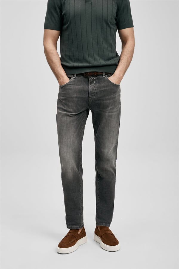 Lufian 111200244 Quel Erkek Denim Pantolon Gri