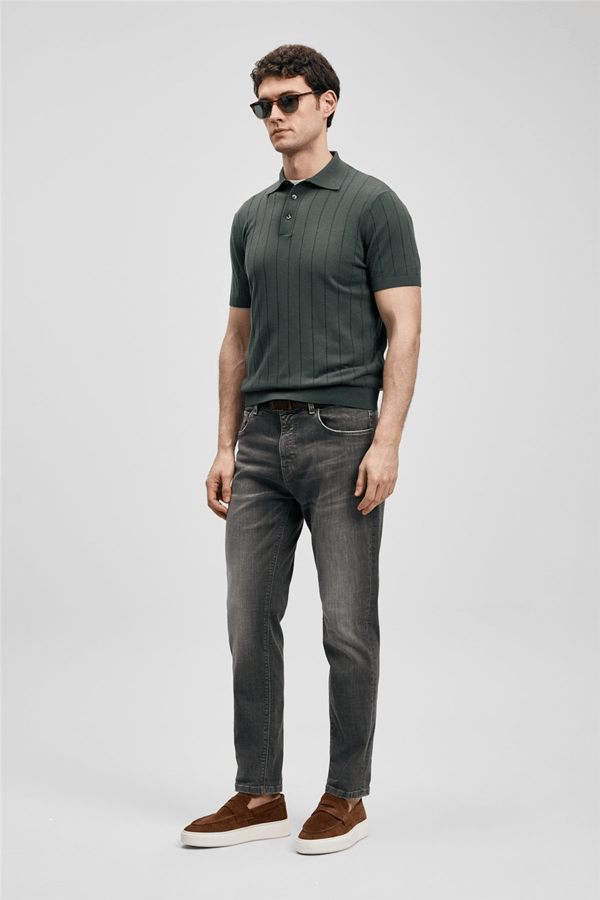 Lufian 111200244 Quel Erkek Denim Pantolon Gri