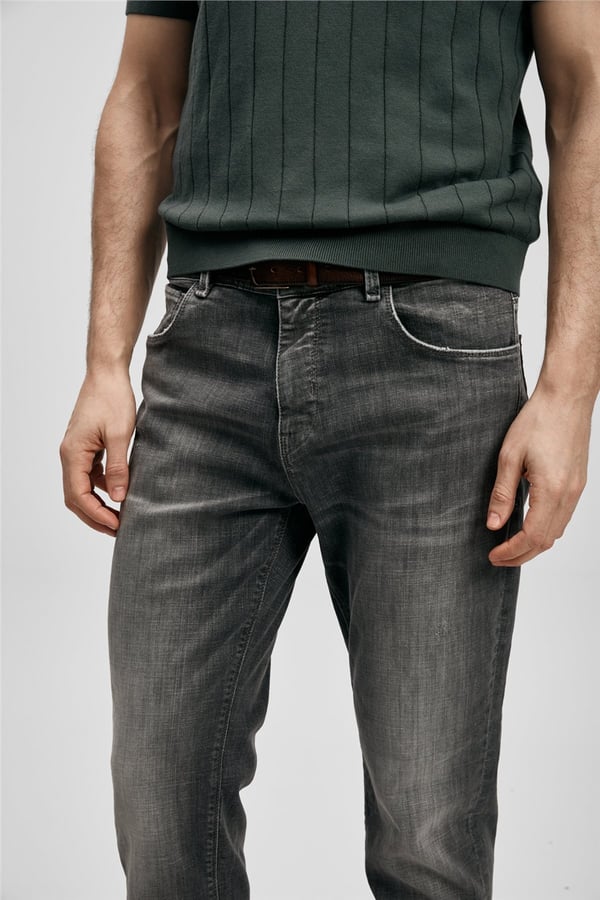 Lufian 111200244 Quel Erkek Denim Pantolon Gri