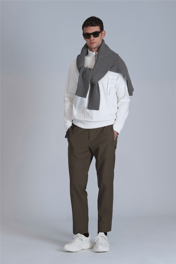 Lufian 112030131 Focus Erkek Sweatshirt Kırık Beyaz