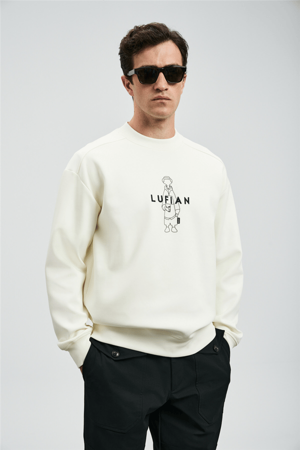 Lufian 112030175 Simba Erkek Sweatshirt Kırık Beyaz