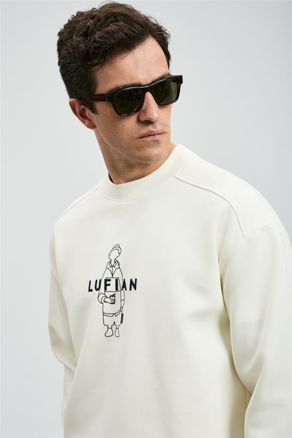 Lufian 112030175 Simba Erkek Sweatshirt Kırık Beyaz