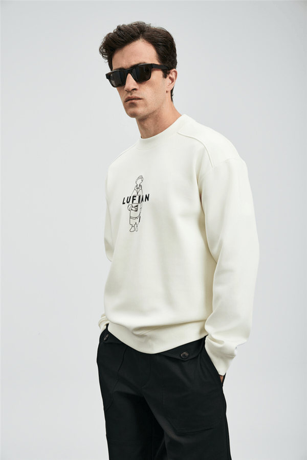 Lufian 112030175 Simba Erkek Sweatshirt Kırık Beyaz
