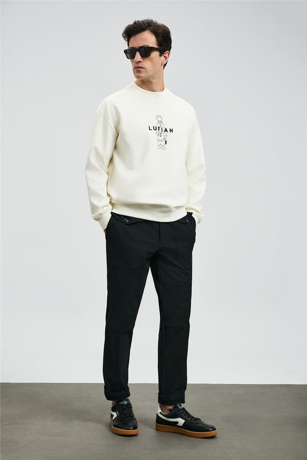 Lufian 112030175 Simba Erkek Sweatshirt Kırık Beyaz