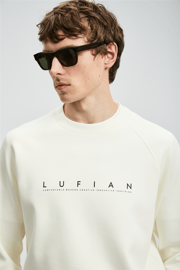 Lufian 112030177 Cooper Erkek Sweatshirt Kırık Beyaz
